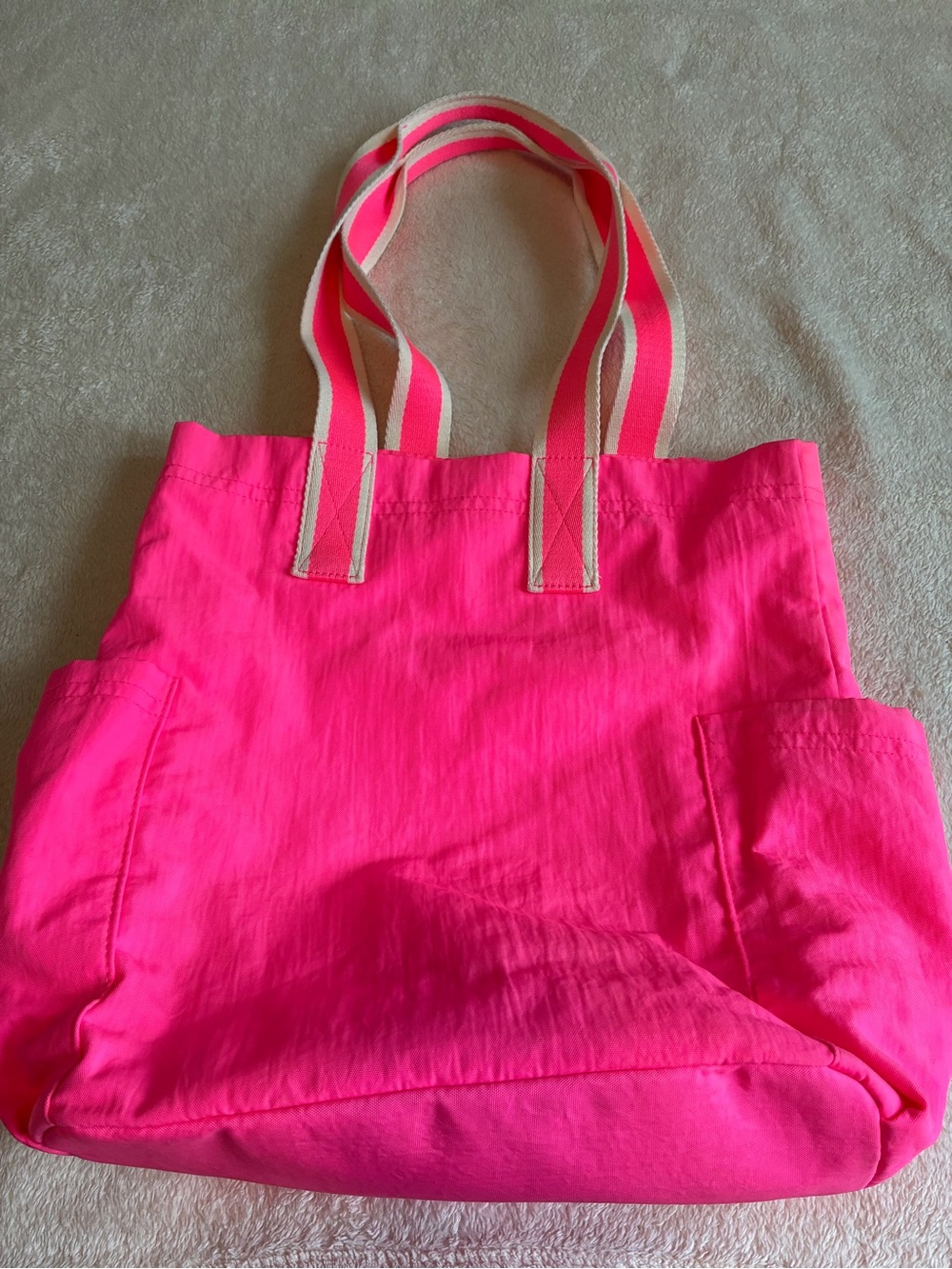 Universal Thread Hot Pink Tote with Contrast Cream Straps